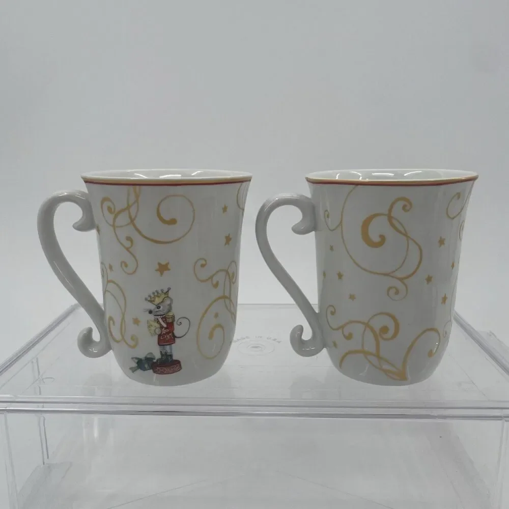 Williams Sonoma Mugs Twas The Night Before Christmas Tree Nutcrackers Set of 2